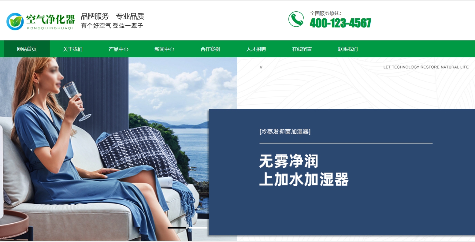 环保节能智能空气净化器类网站建设